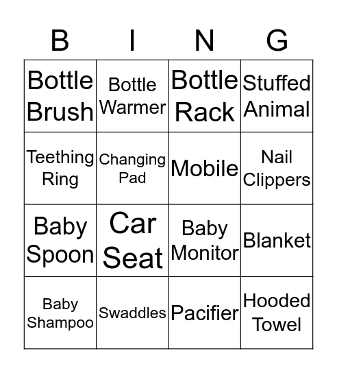 BABY BINGO Card