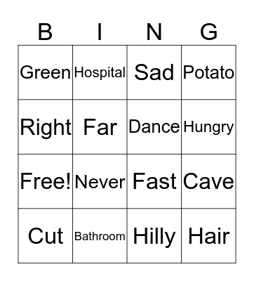 Analogy Bingo Card