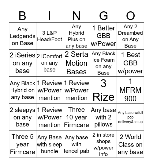 Power Bingo! Bingo Card