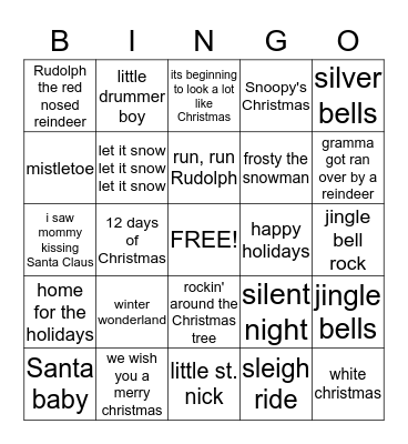 CHRISTMAS <33 Bingo Card