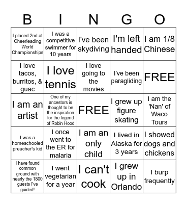 Get to know your TEAMingo! Bingo Card