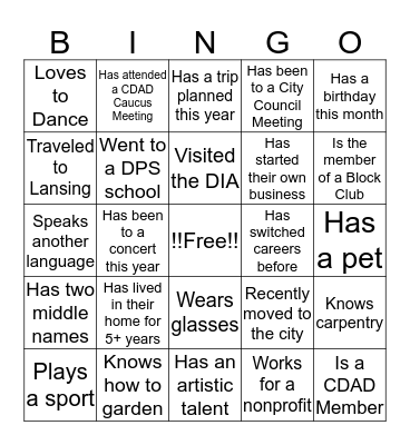 Get To Know People In Your District Bingo Card