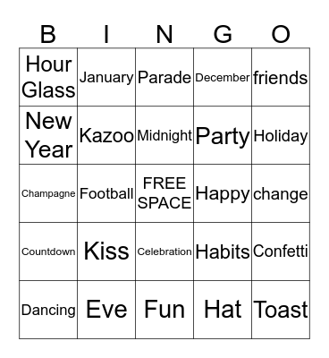 HAPPY NEW YEAR  Bingo Card
