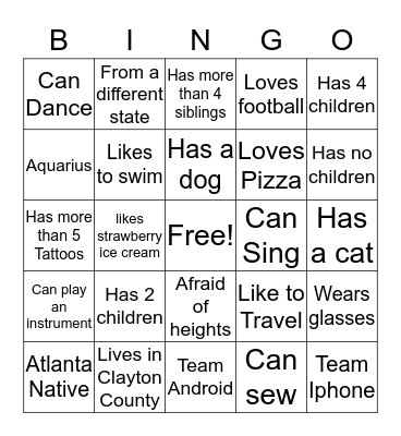 People  Bingo Card