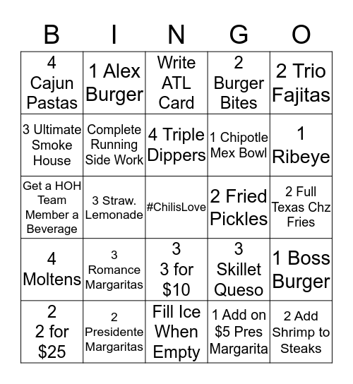 ChiliHead Bingo Card