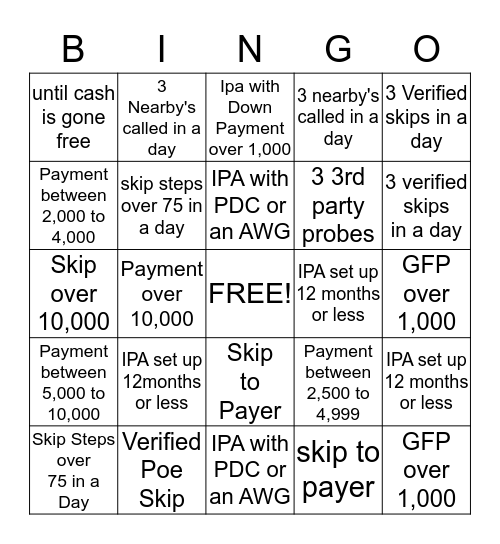 January 2014 contest Bingo Card