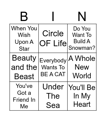 BONUS - DISNEY! Bingo Card