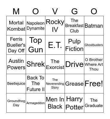 MOVIE SONGS! Bingo Card