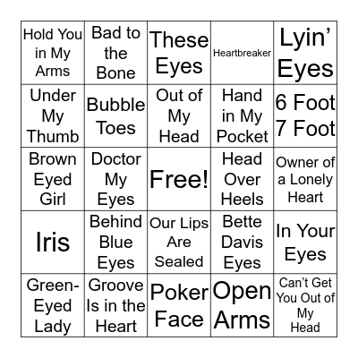 Anatomy 101 Bingo Card