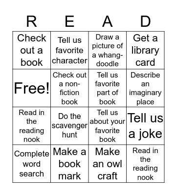 Jackson District Library Concord Branch Bingo Card