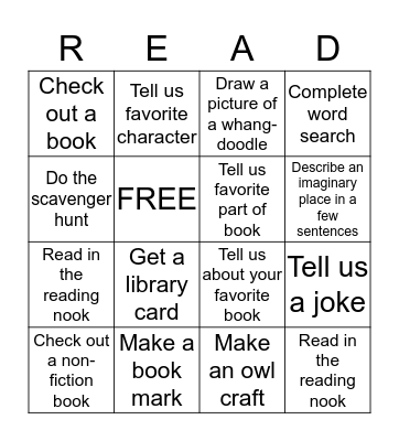 Jackson District Library Concord Branch Bingo Card
