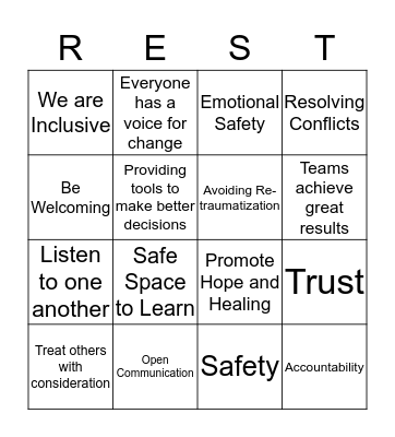 REST BINGO Card