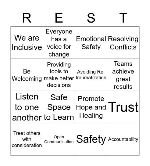 REST BINGO Card