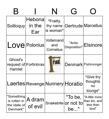 Dr. Wright's Hamlet Bingo Card