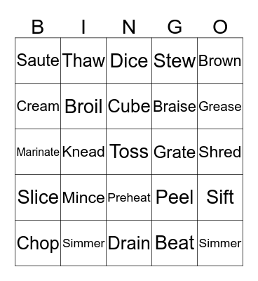 Kupuna Cooking Fun Bingo Card
