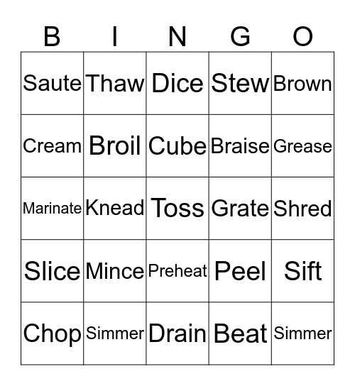 Kupuna Cooking Fun Bingo Card