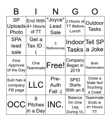 BARCLAY HALF-DAY BINGO Card