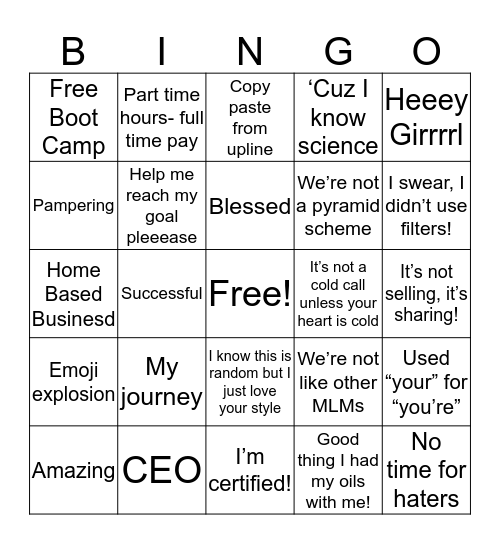 MLM Bingo Card