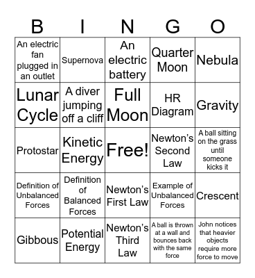 Science Bingo! Bingo Card