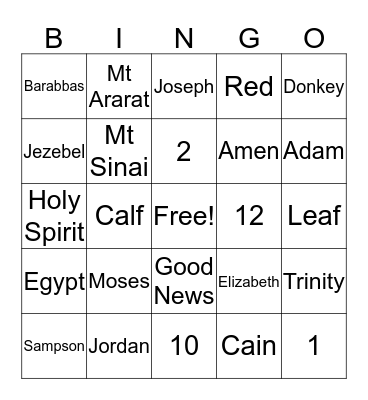 Bible Bingo Card