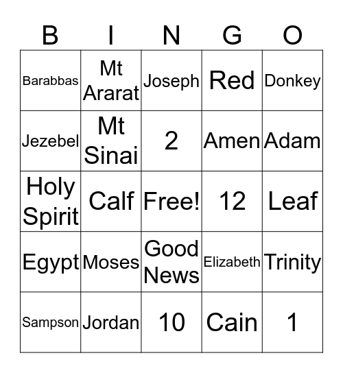 Bible Bingo Card