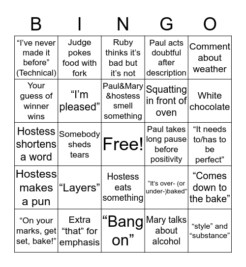TGBBS S3 Finale Bingo Card