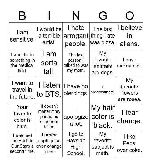 I Am Rashik Bingo Card