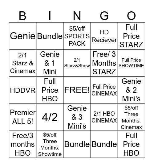 Sales Bingo!!! Bingo Card