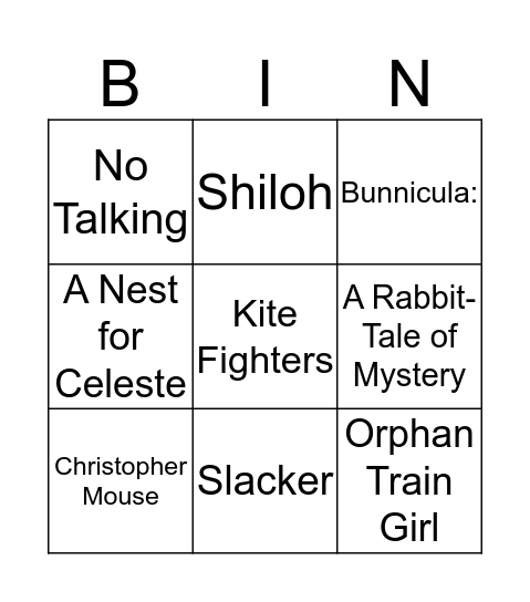 Battle of the Books Bingo Card