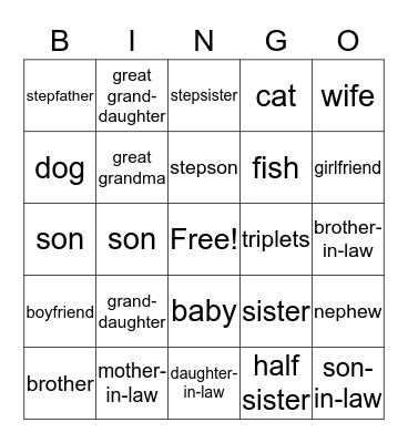 La Familia Bingo Card