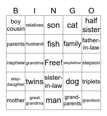 La Familia Bingo Card