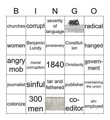 William Lloyd Garrison Bingo Card