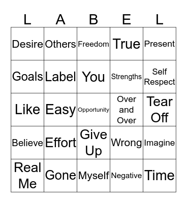 Tearing Off Your Label Bingo Card