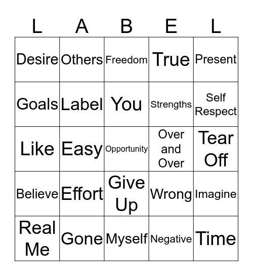 Tearing Off Your Label Bingo Card