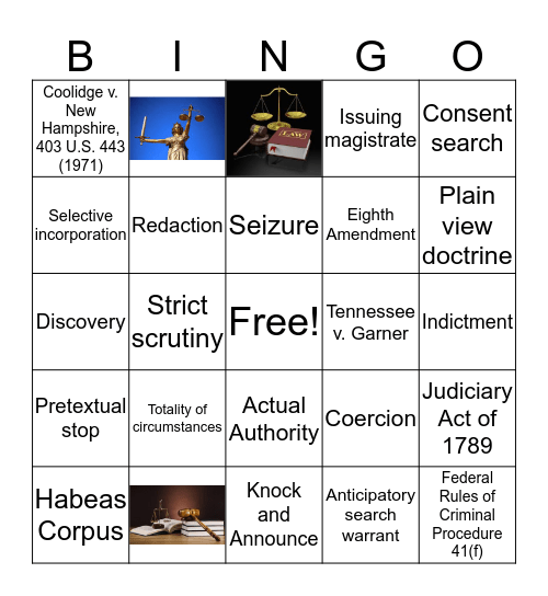 Bingo - CRJ 103 - Week 7 Bingo Card