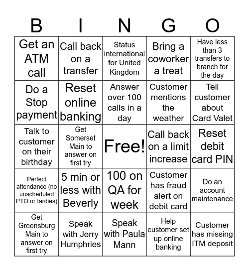 ******BINGO***** Bingo Card
