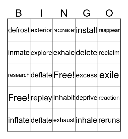 Word Work Bingo Card