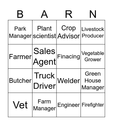 Career's In Ag! Bingo Card