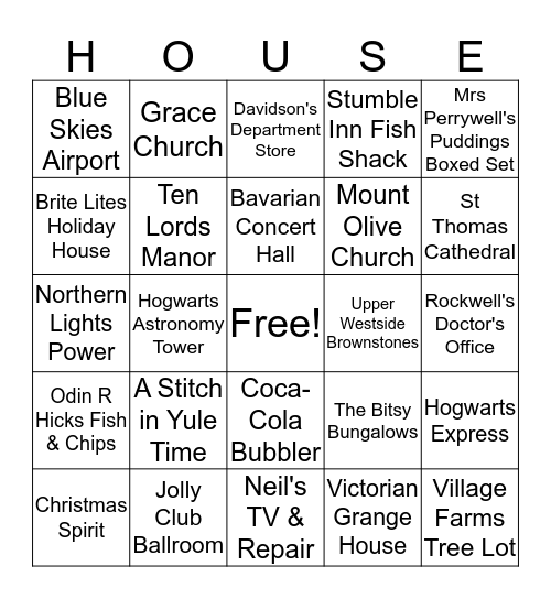 D56 2019 Buildings Bingo Card