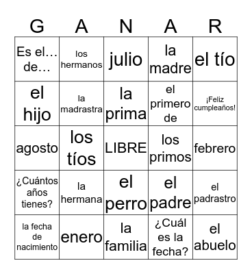 U3.2 Vocabulario Bingo Card