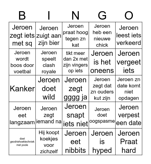 Jeroen Bingo Card