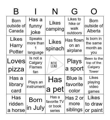 In the Lead Meet Up Bingo Card