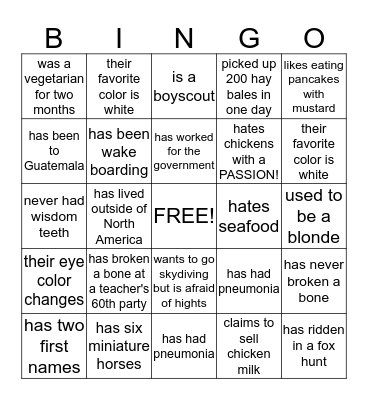 Find Someone Who  Bingo Card