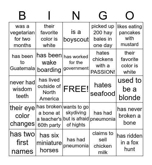 Find Someone Who  Bingo Card