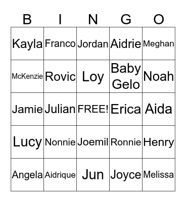 Armoreda's New Years Eve Party 2013 Bingo Card