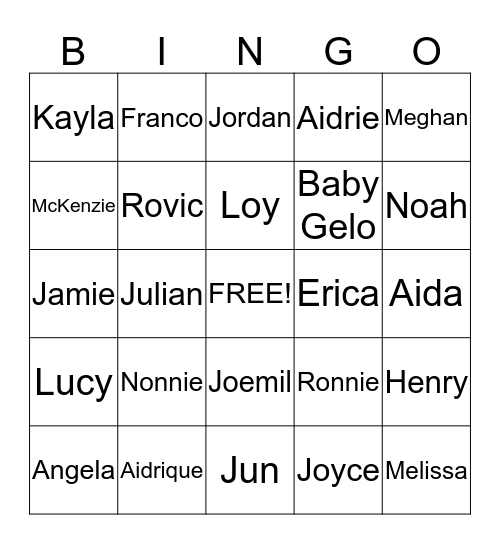 Armoreda's New Years Eve Party 2013 Bingo Card