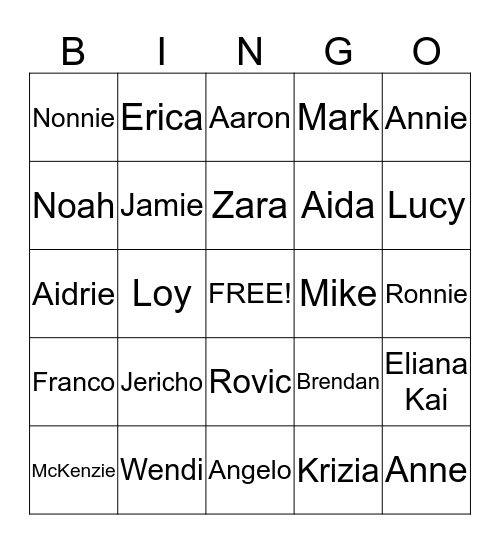 Armoreda's New Years Eve Party 2013 Bingo Card