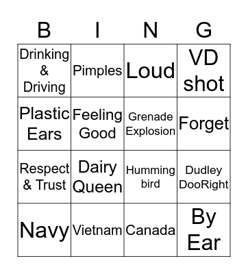 Dave Roever Bingo Card
