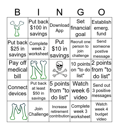 Show Me The Money Bingo Card