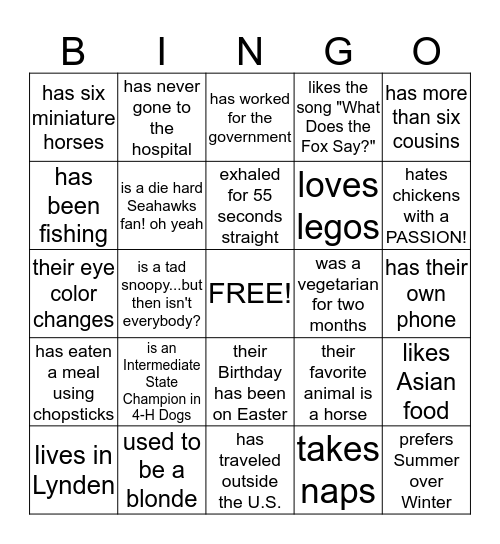 Find Someone Who Bingo Card